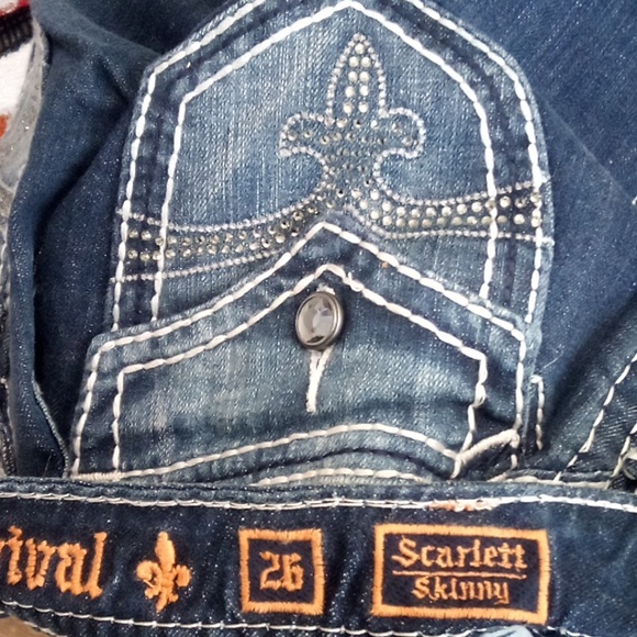 Rock Revival Blue Denim Jeans Skinny Bejeweled Rhinestones Distressed NWT - Picture 8 of 13